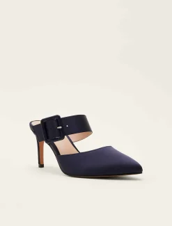 Textured Buckle Satin Heel
