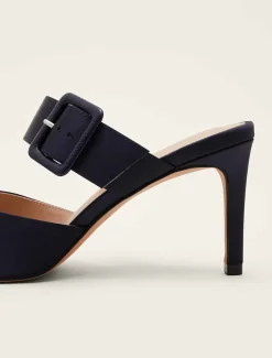 Textured Buckle Satin Heel
