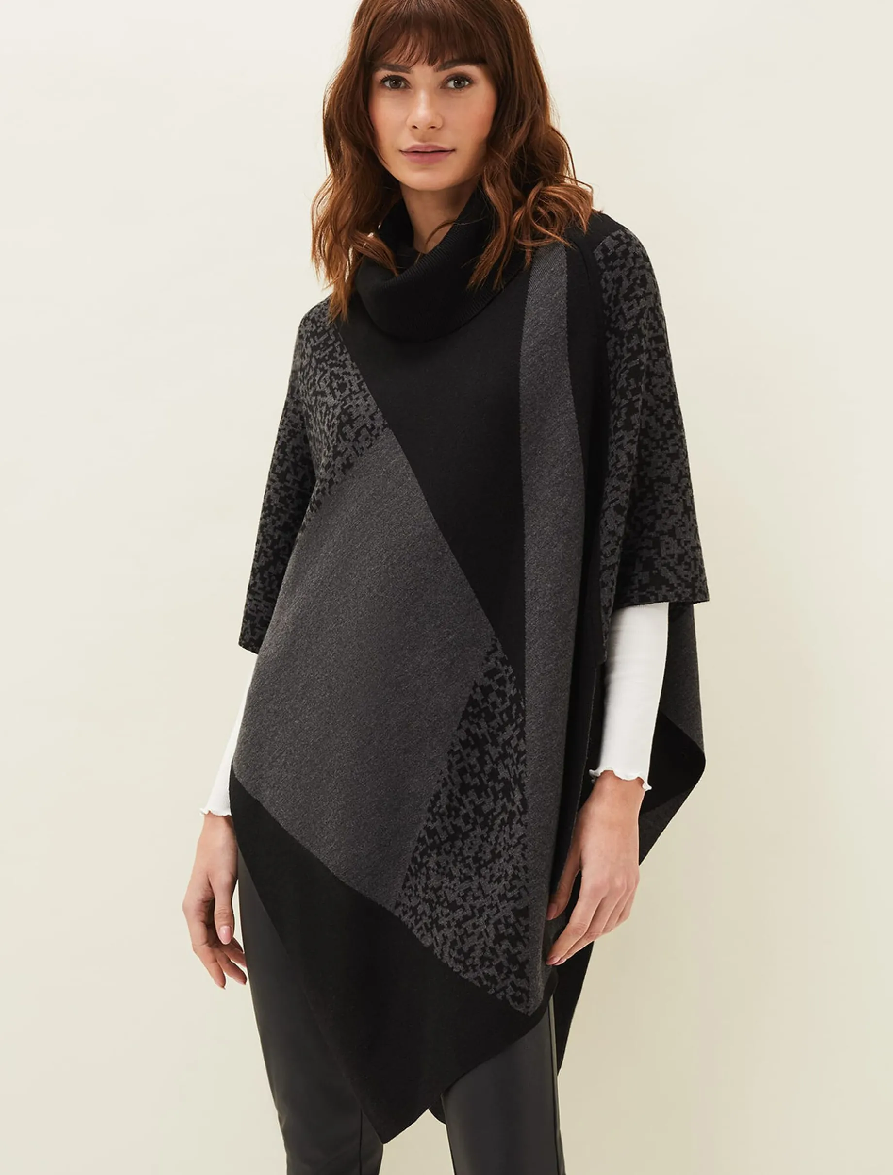 Tiff Colourblock Print Asymmetric Cape