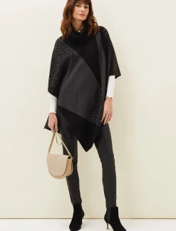 Tiff Colourblock Print Asymmetric Cape