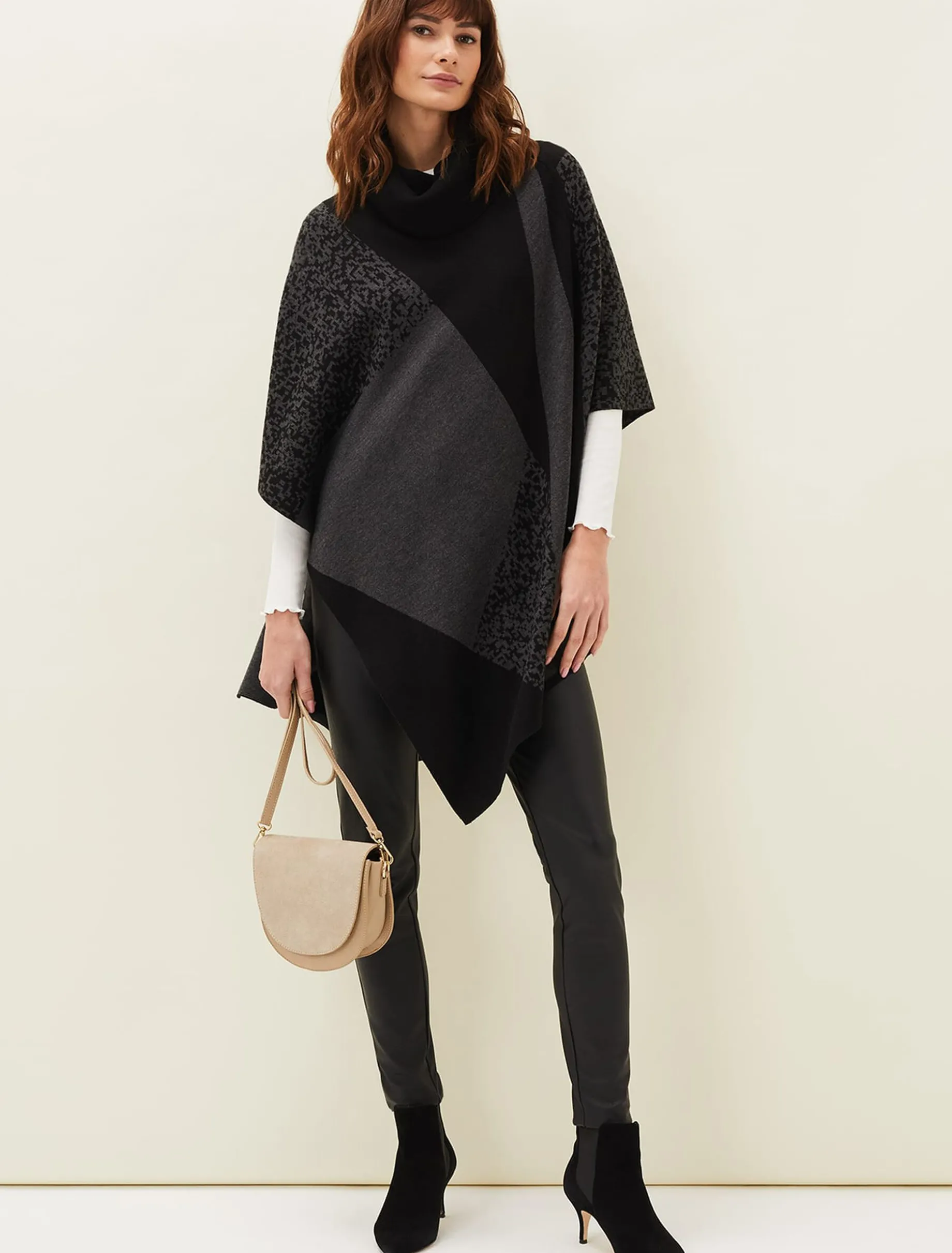 Tiff Colourblock Print Asymmetric Cape