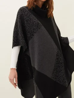 Tiff Colourblock Print Asymmetric Cape