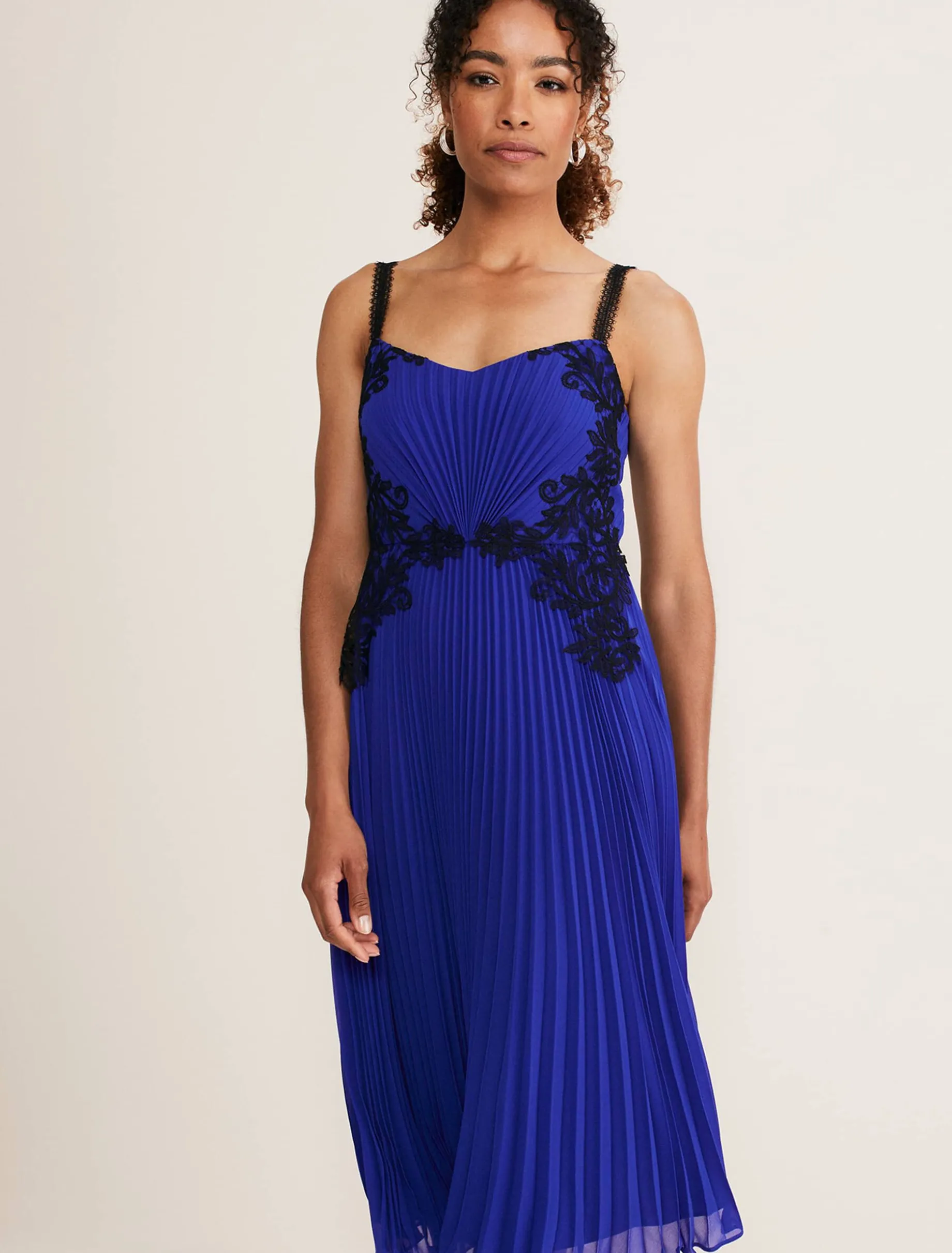 Tiffany Lace Pleated Midi Dress