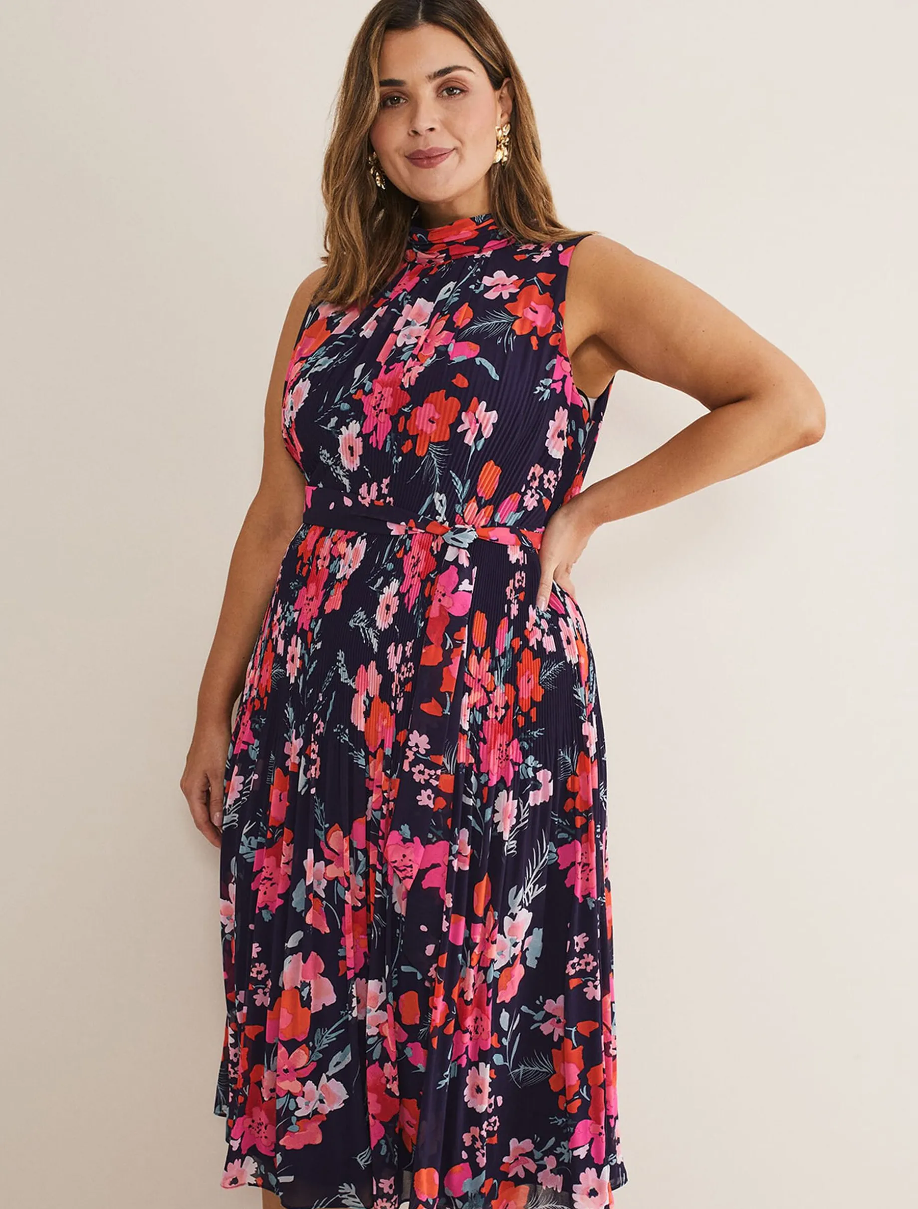 Tillie Floral Pleated Midi Dress
