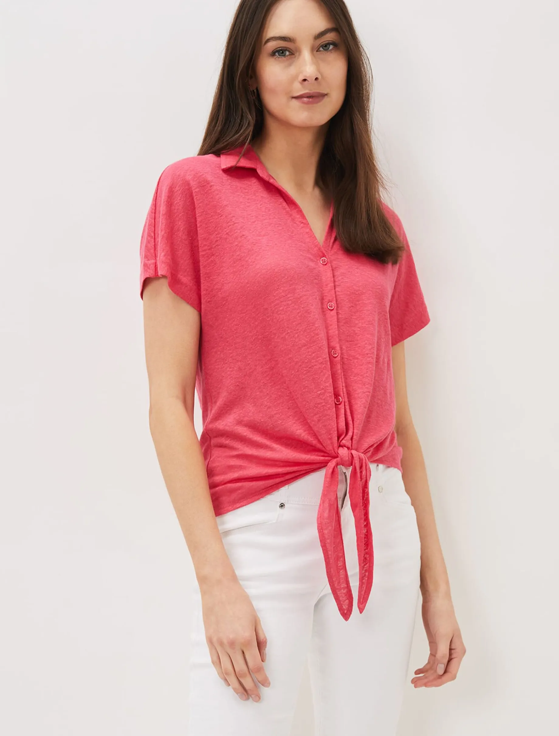 Tracey Linen Tie Hem Shirt