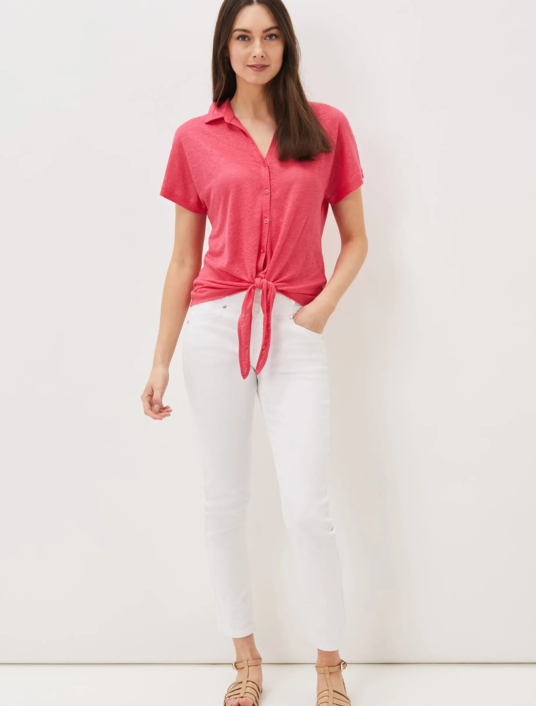 Tracey Linen Tie Hem Shirt