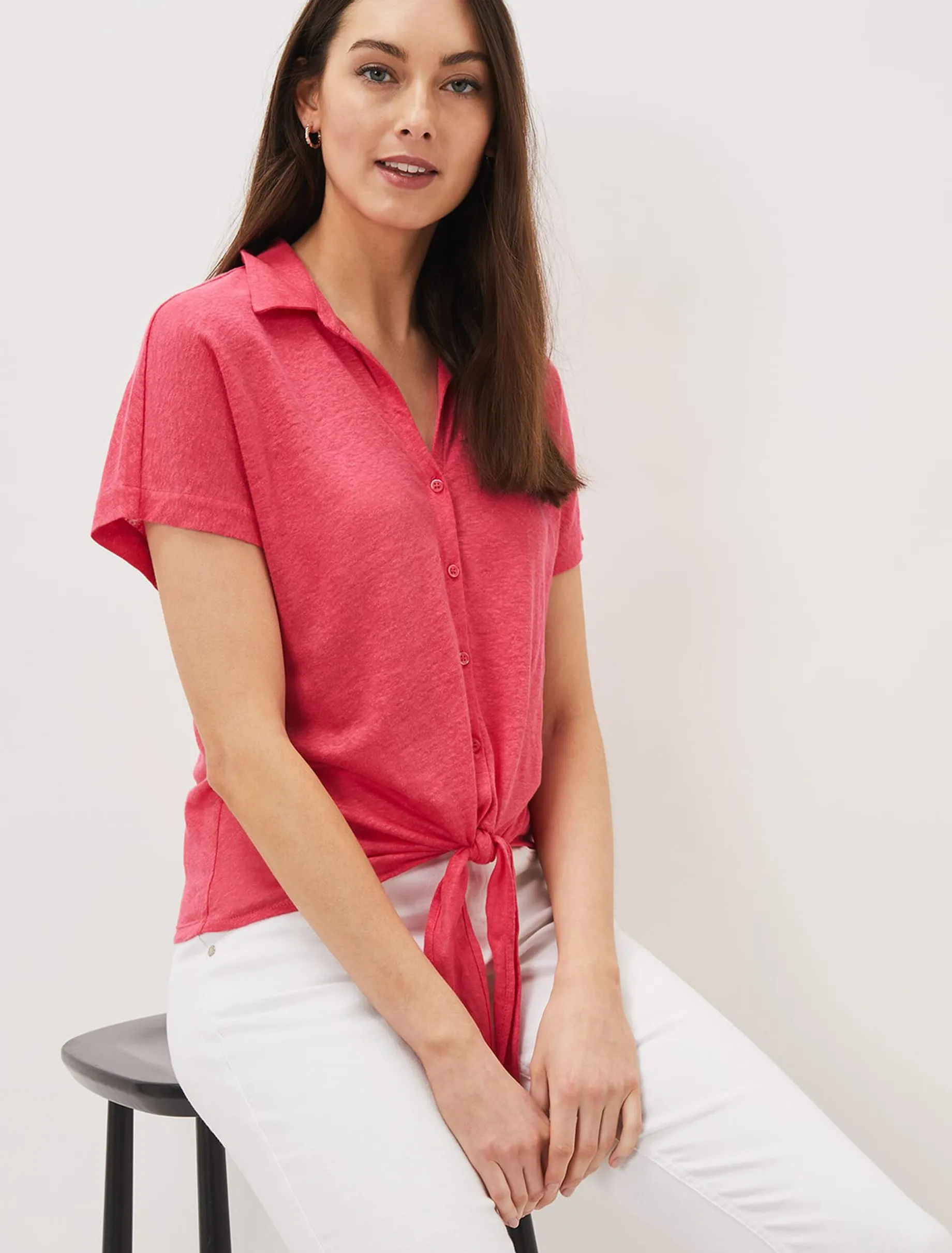 Tracey Linen Tie Hem Shirt
