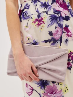 Twist Front Suede Clutch