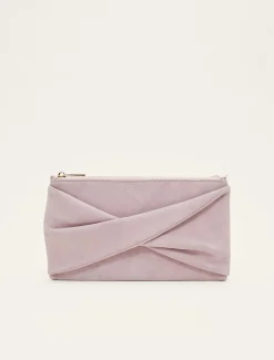 Twist Front Suede Clutch