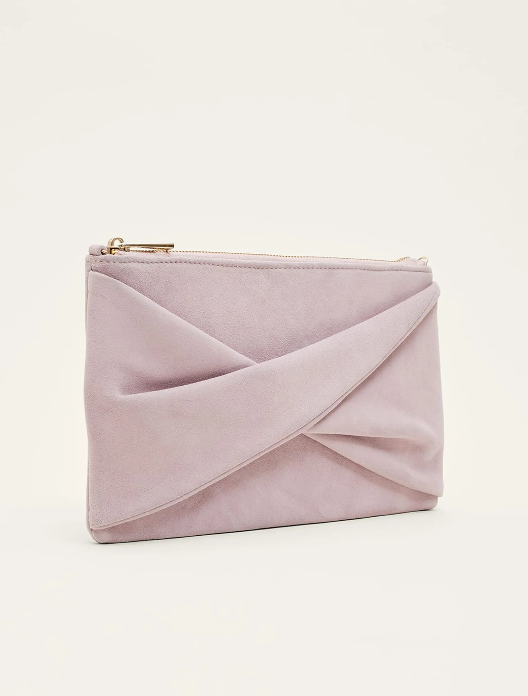 Twist Front Suede Clutch