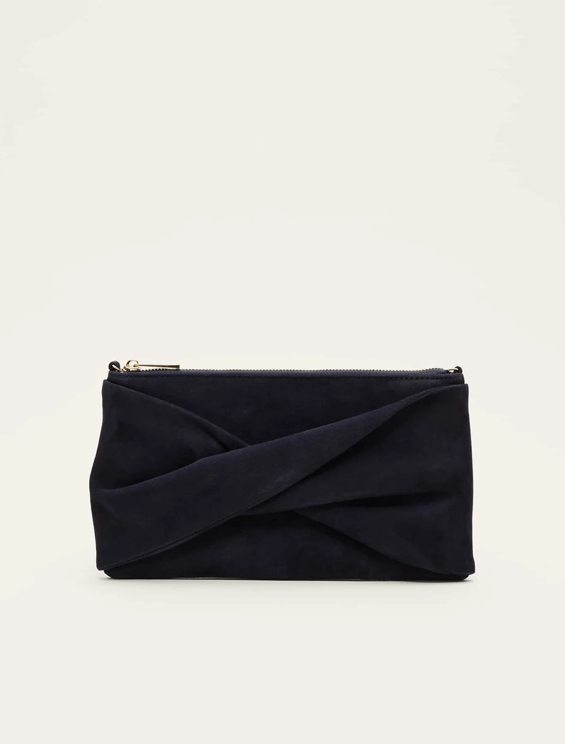 Twist Front Suede Clutch Bag