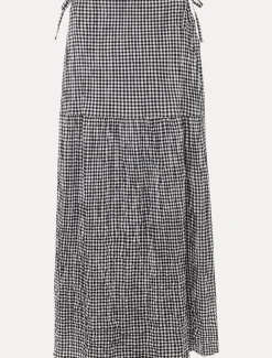 Tyrina Cotton Gingham Wrap Maxi Skirt