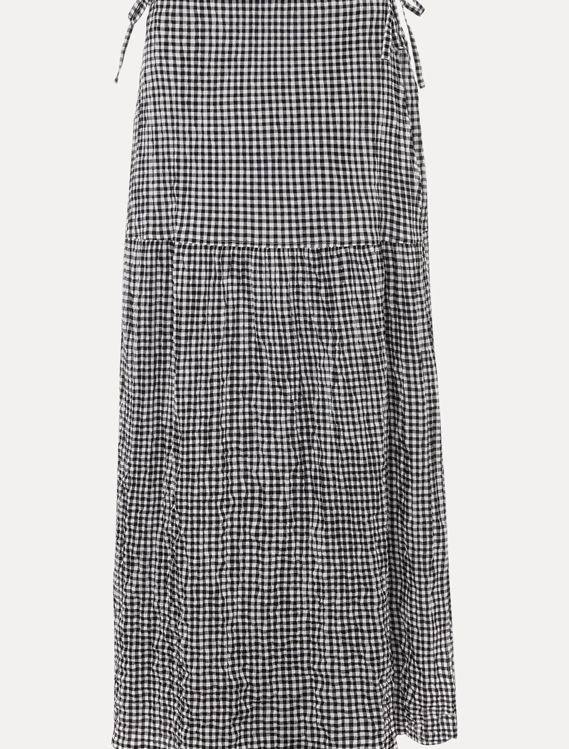 Tyrina Cotton Gingham Wrap Maxi Skirt