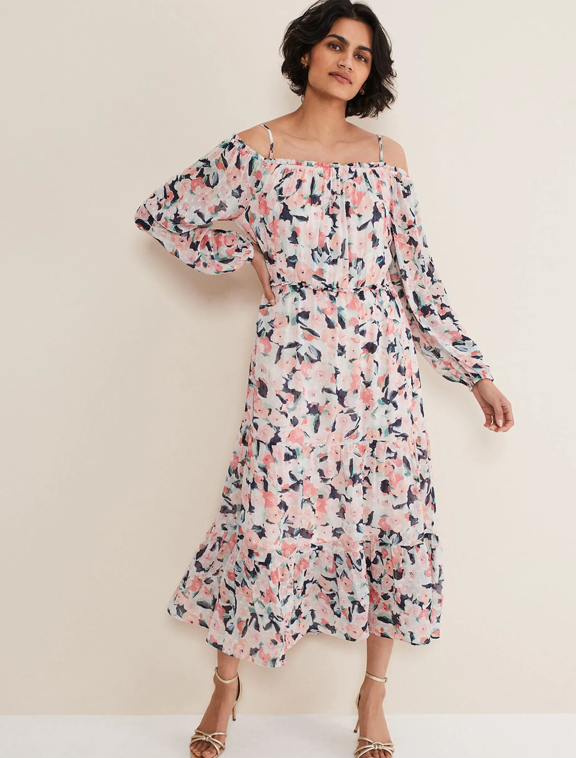 Vicky Off Shoulder Printed Dress