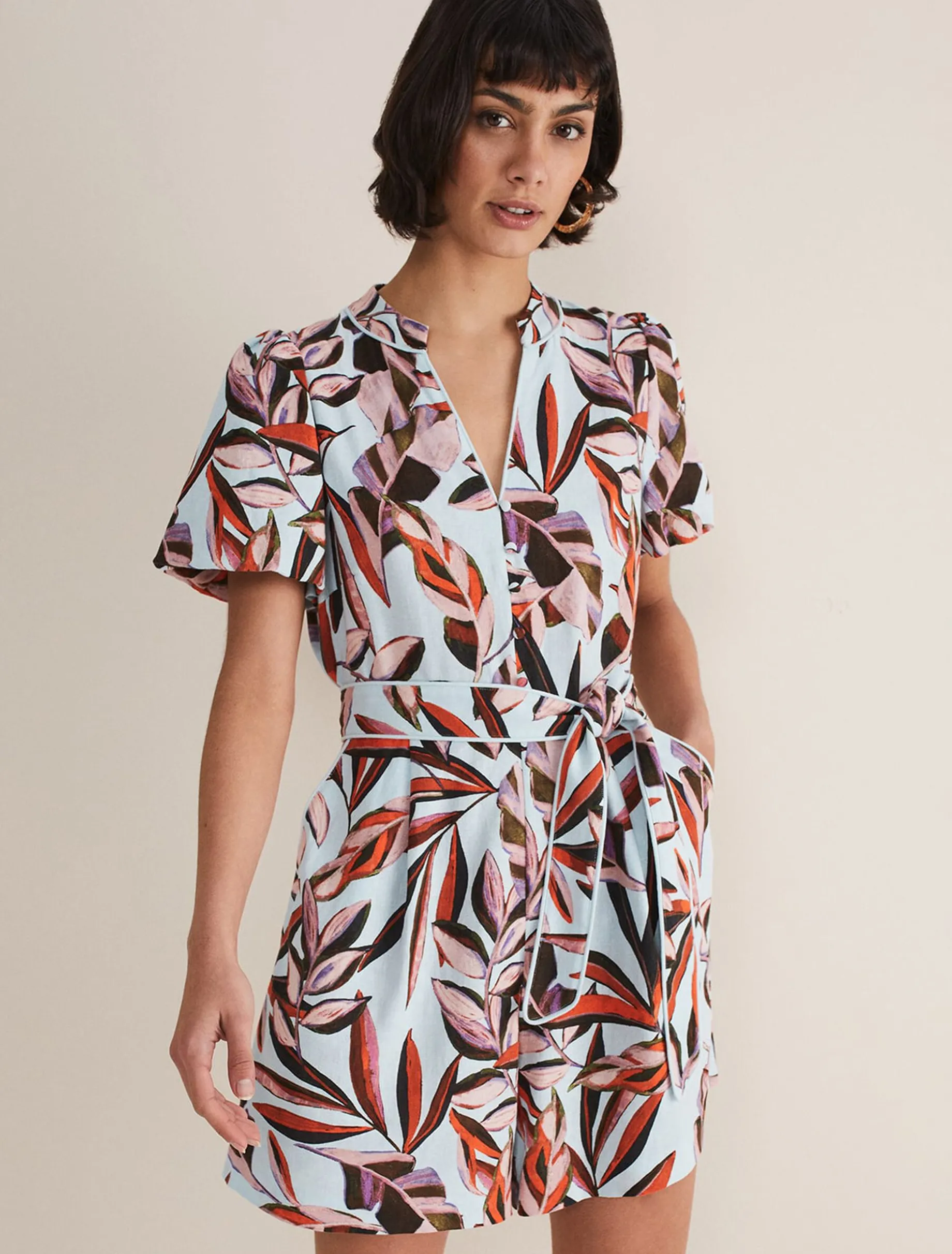 Vivian Linen Print Playsuit