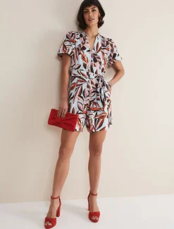 Vivian Linen Print Playsuit