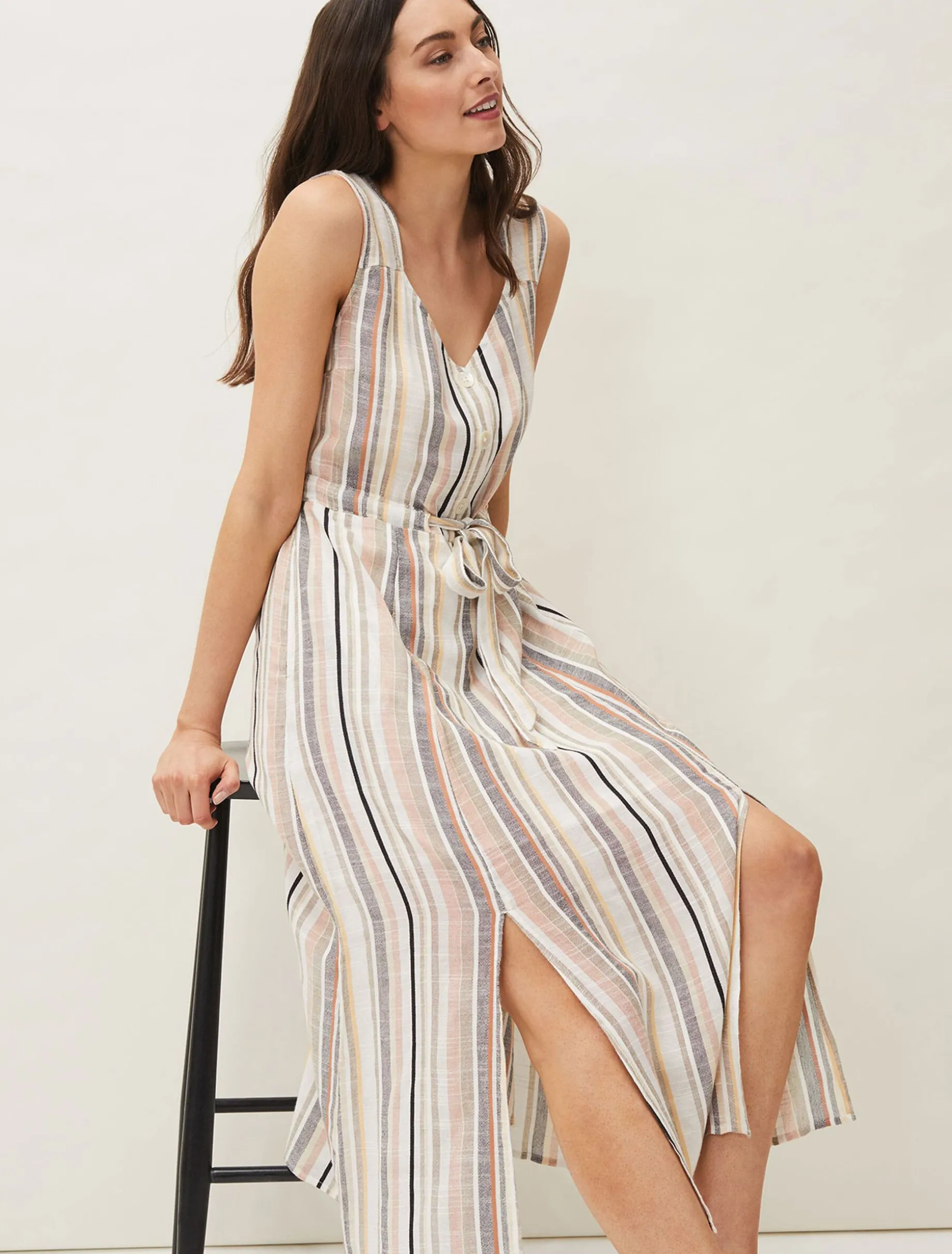 Whitney Stripe Sleeveless Midi Dress