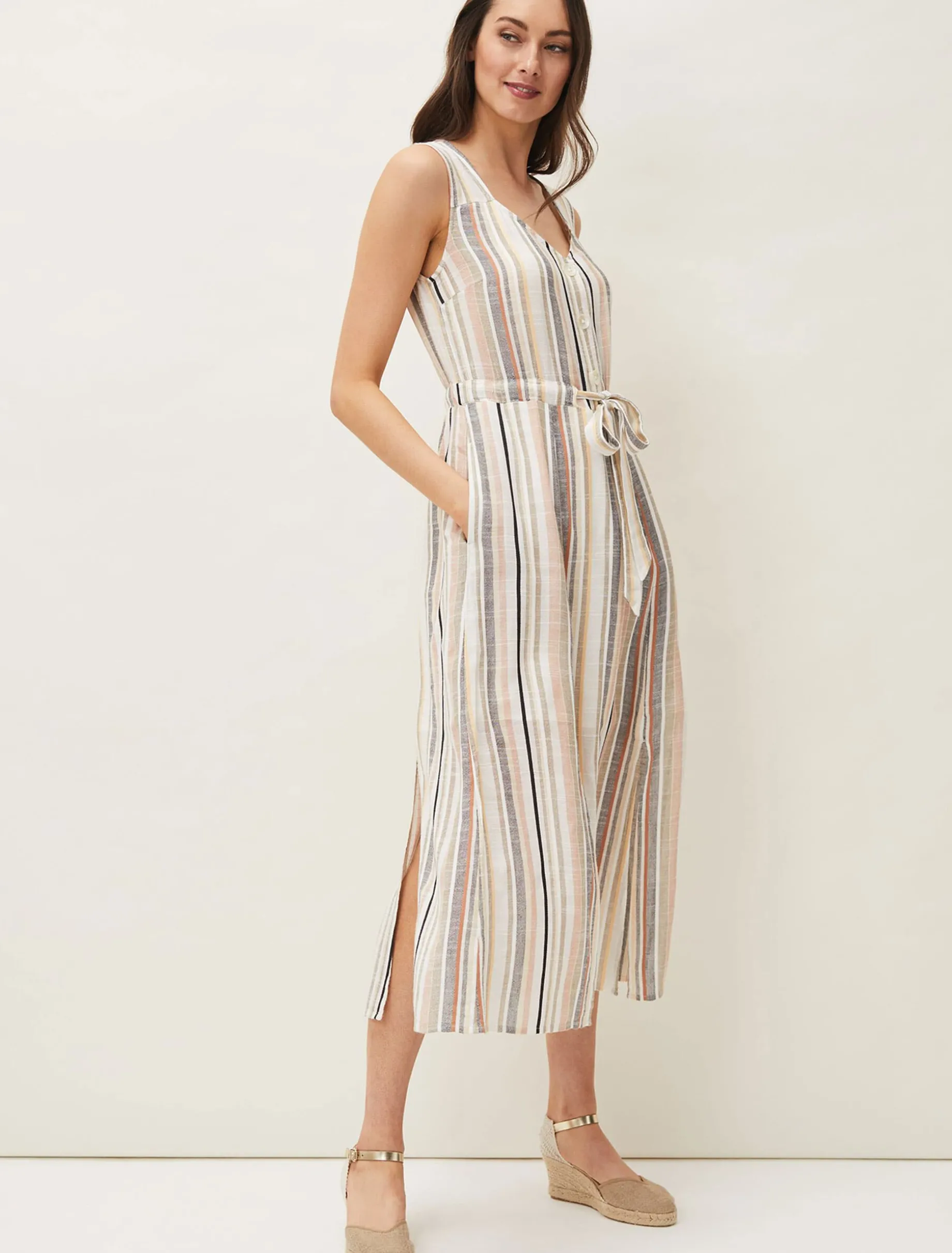 Whitney Stripe Sleeveless Midi Dress