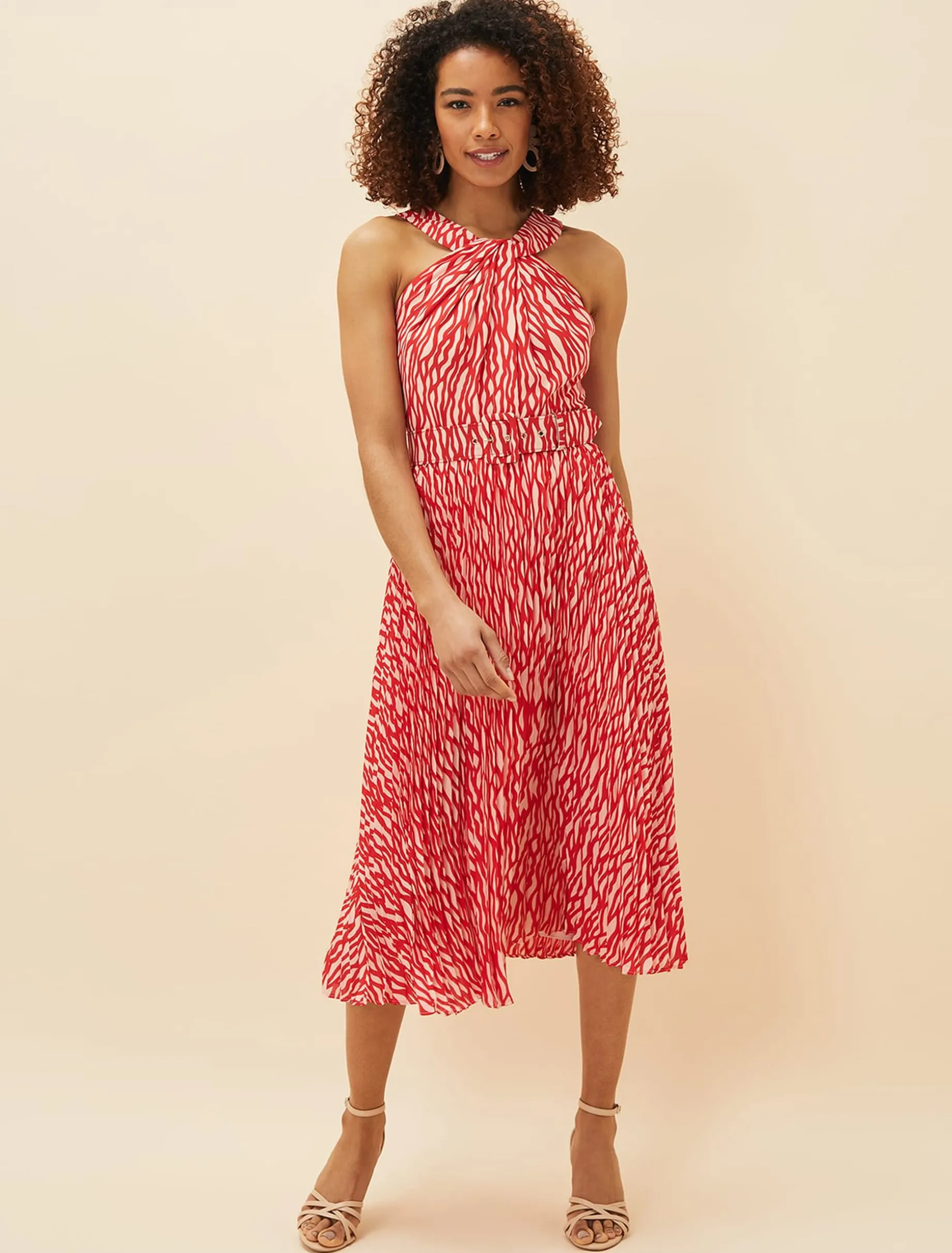 Yas Abstract Print Halterneck Dress