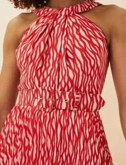 Yas Abstract Print Halterneck Dress