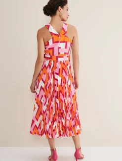Yas Pink Twisted Neck Midi Dress