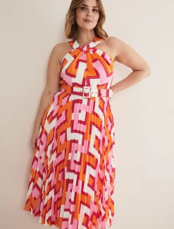 Yas Pink Twisted Neck Midi Dress