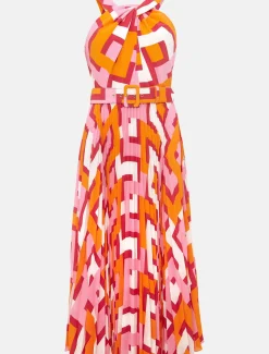 Yas Pink Twisted Neck Midi Dress