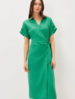 Yasse Linen Wrap Midi Dress