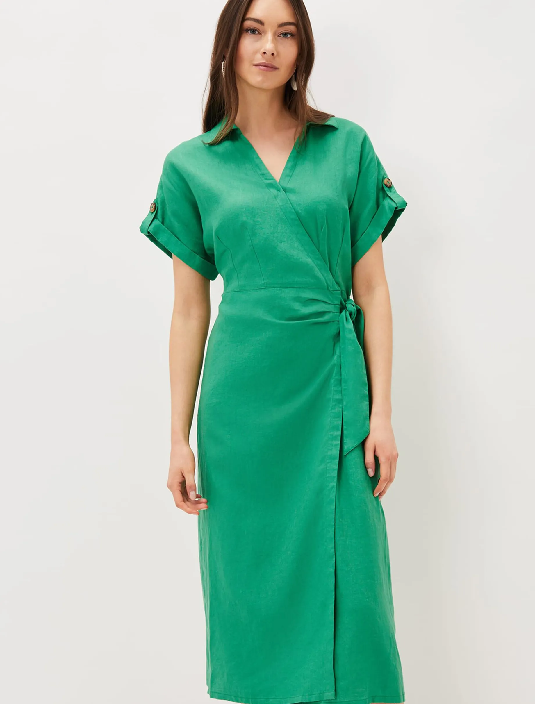 Yasse Linen Wrap Midi Dress