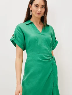 Yasse Linen Wrap Midi Dress
