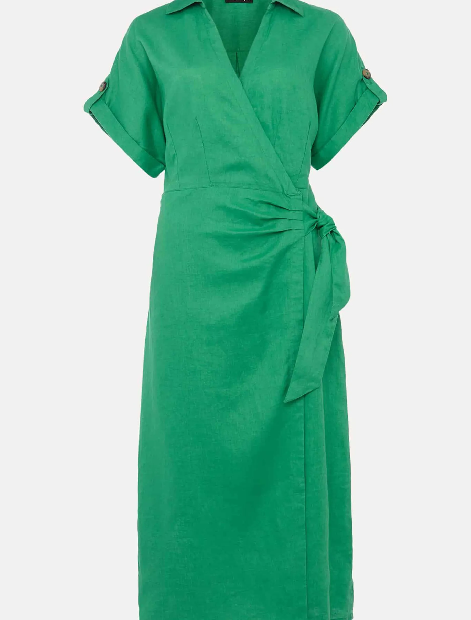Yasse Linen Wrap Midi Dress