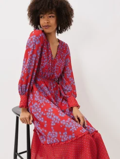 Zahara Floral And Spot Print Dress