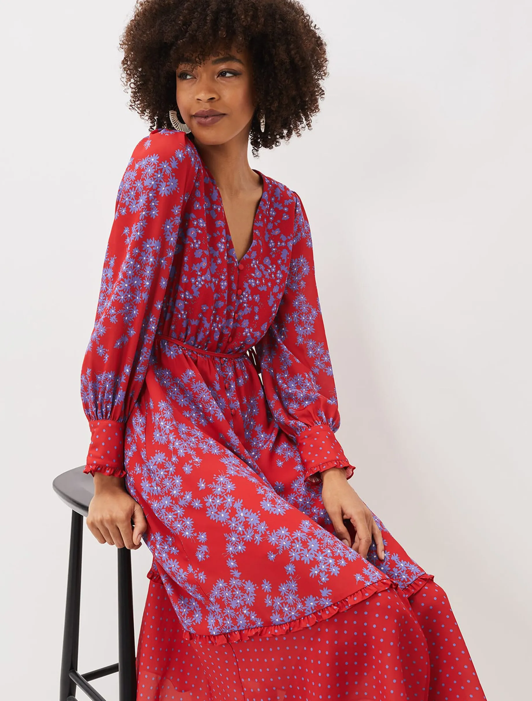 Zahara Floral And Spot Print Dress