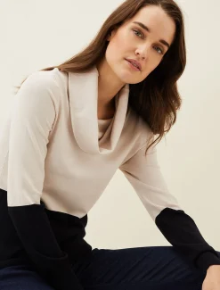 Zasha Colourblock Cowl Neck Jumper