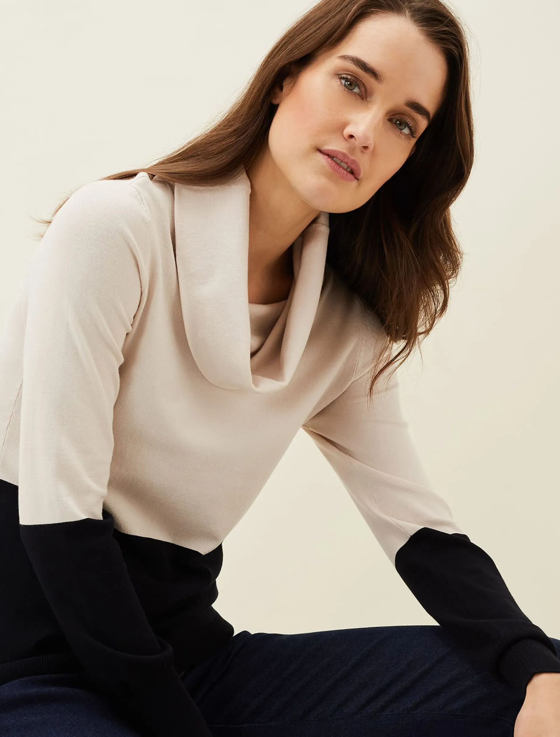 Zasha Colourblock Cowl Neck Jumper