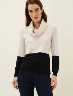 Zasha Colourblock Cowl Neck Jumper