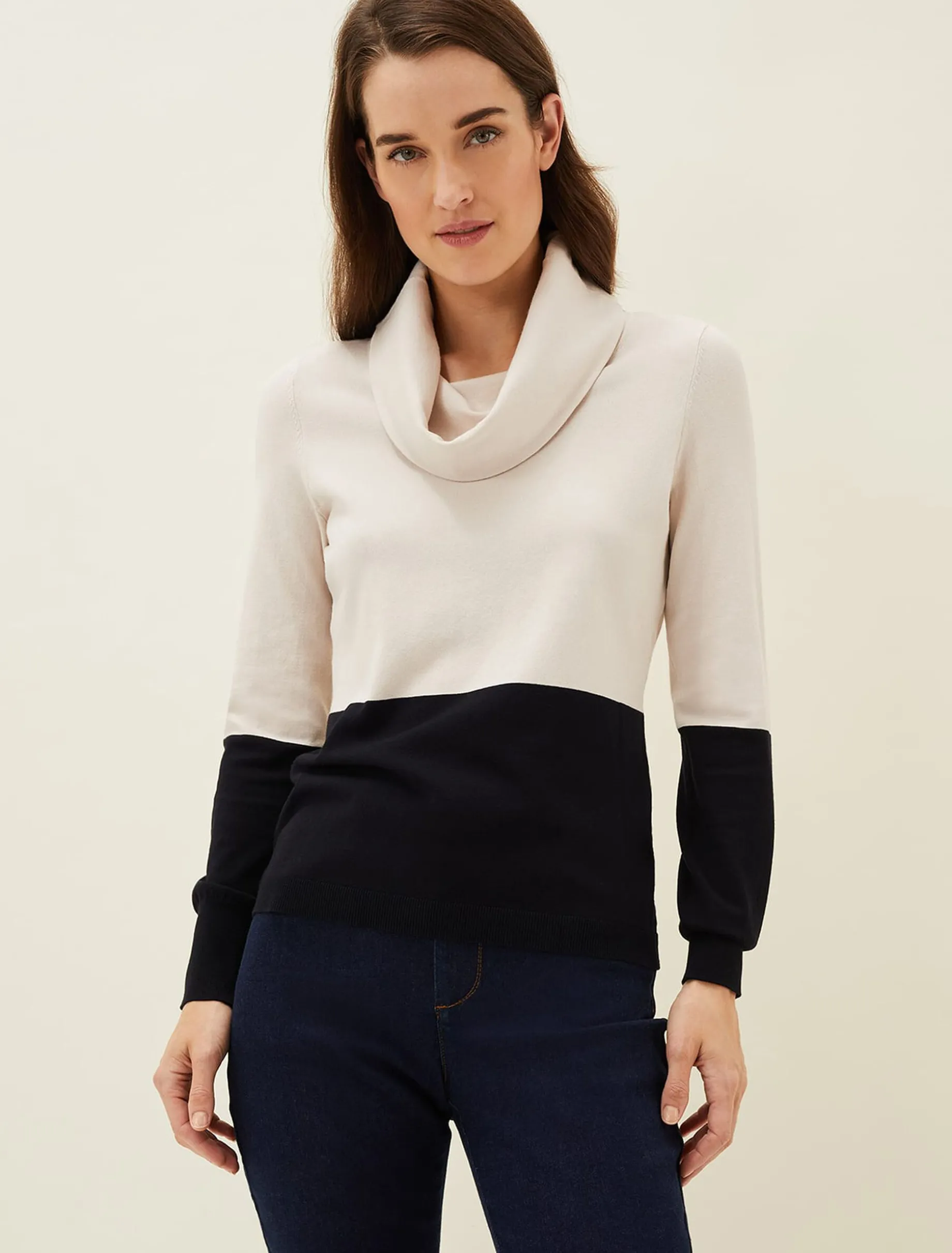 Zasha Colourblock Cowl Neck Jumper