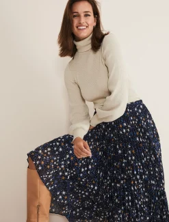 Zeba Star Pleated Midi Skirt
