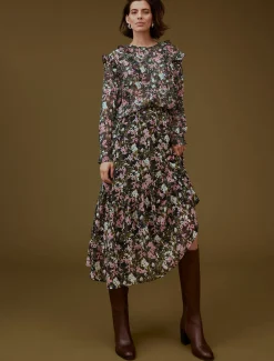 Zowena Floral Tiered Midi Skirt