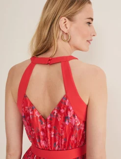 Zoya Pleat Midi Floral Dress