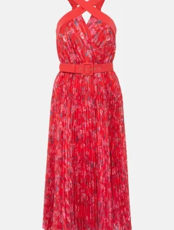 Zoya Pleat Midi Floral Dress